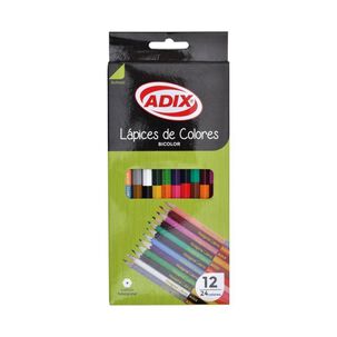Lápices De Madera Bicolor Hexagonal 12un / 24 Colores Adix